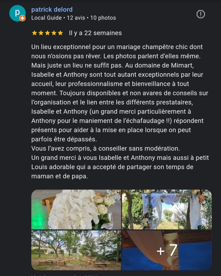 Avis Domaine de Mimart